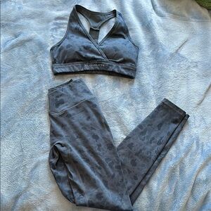 Alphalete Blue Camo Sports Bra and Leggings Set